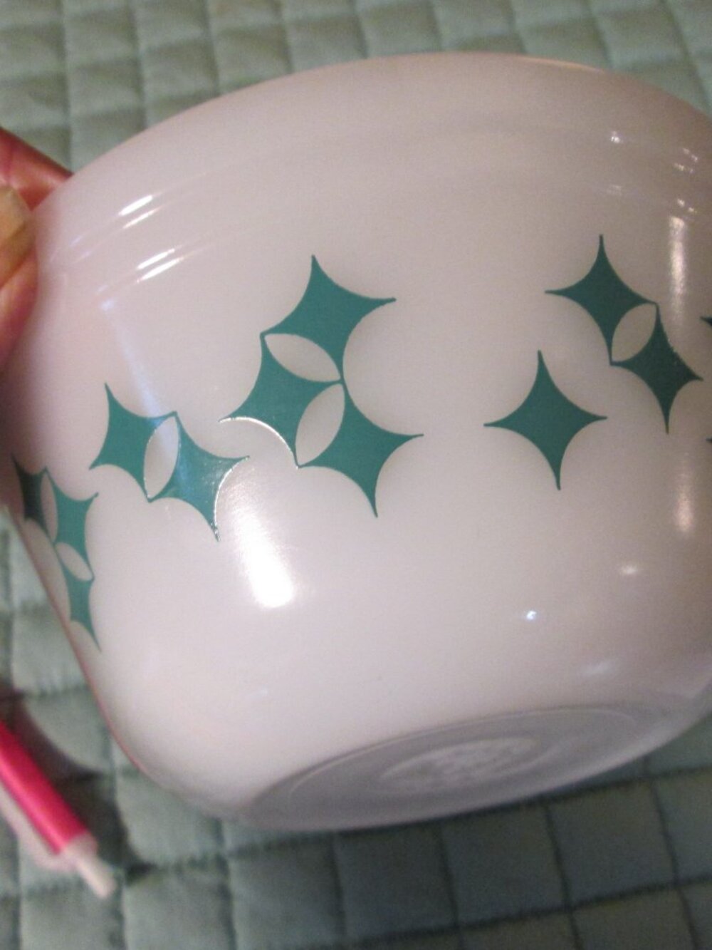 federal glass Teal atomic 6 in bowl